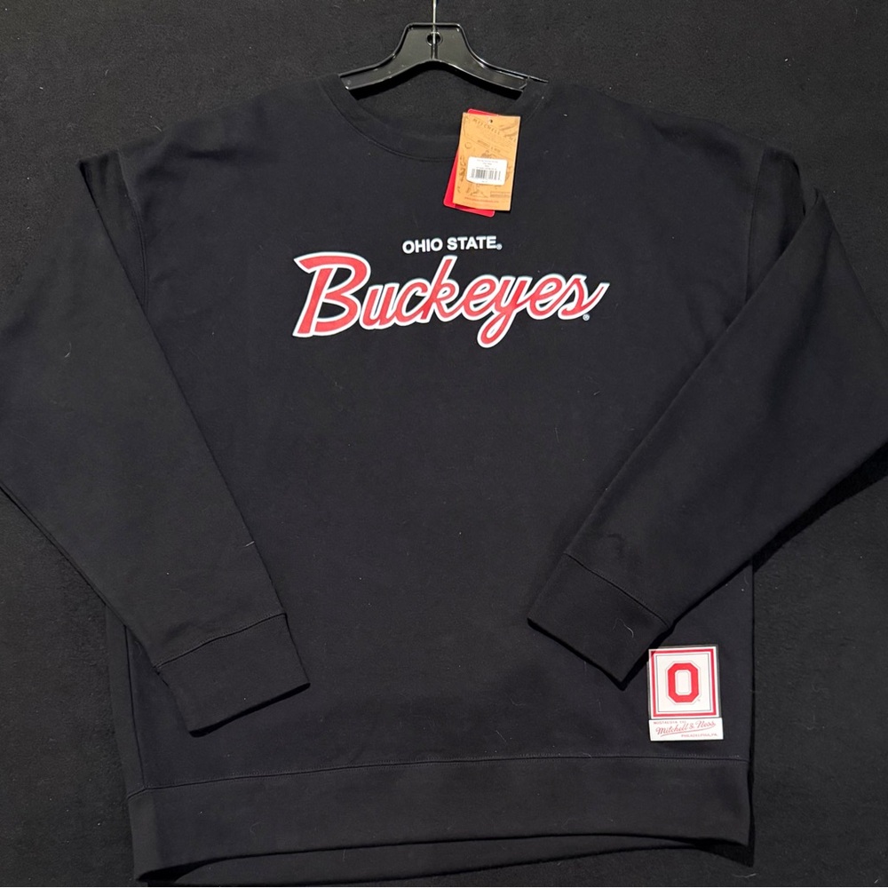 Men's Mitchell & Ness  Black Ohio State‎ Buckeyes Elite Script Pullover